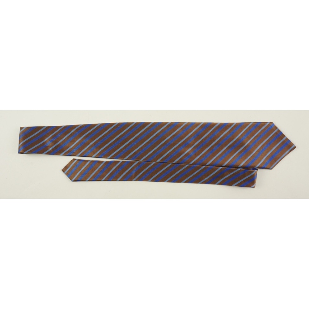 Stefano Ricci Brown Blue Diagonal Stripe Jersey Silk Neck Tie 61" Extra Long